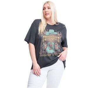 Zutter NWOT Cowboys & Country Music Distressed Graphic Tee 2X (Fits Like 1X)